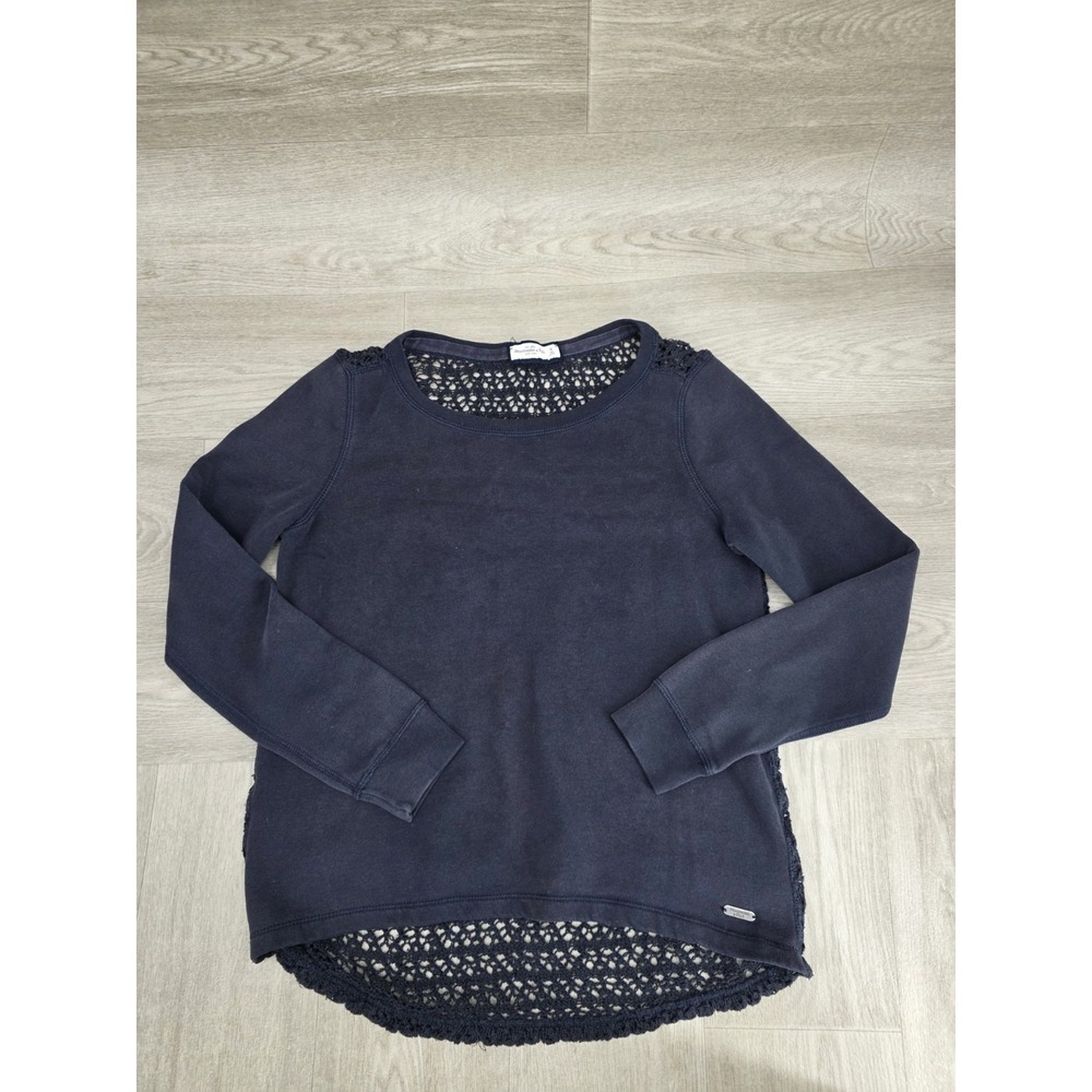 Abercrombie & Fitch Open Back Knit Crochet Pullover Sweater Black Size Medium M